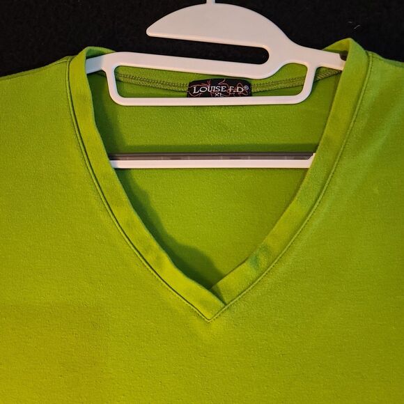 Louise F.D Womens Top Green Size XL Cotton Blend Pullover Long Sleeve Stretch - Picture 9 of 12